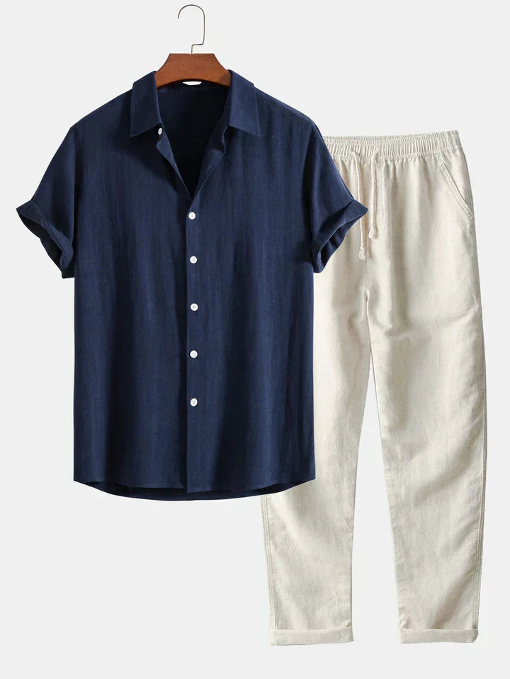 Booker – Linen Blend Shirt with Straight Pants
