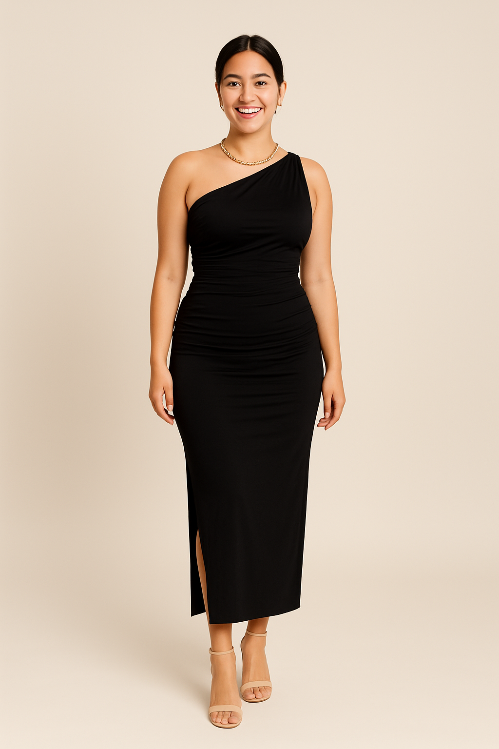 SOHO | Women's Breathable One-Shoulder Maxi Dress with Slit