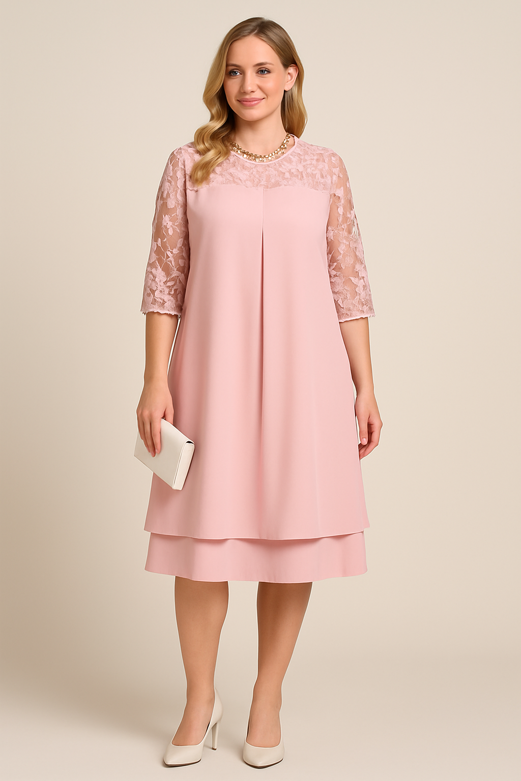 SOHO | Festive Women's A-Line Knee-Length Dress with Half Sleeves