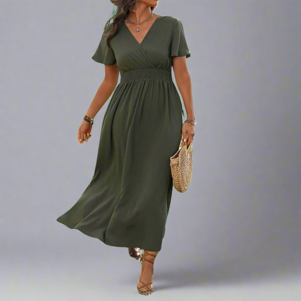 Anna Boho Dress Made of Premium Fabric with Elegant V-Neck