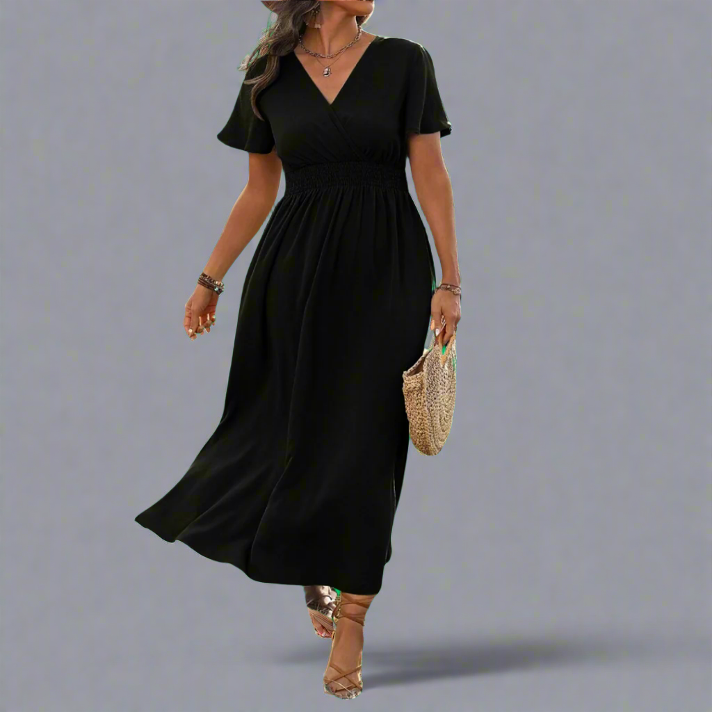 Anna Boho Dress Made of Premium Fabric with Elegant V-Neck