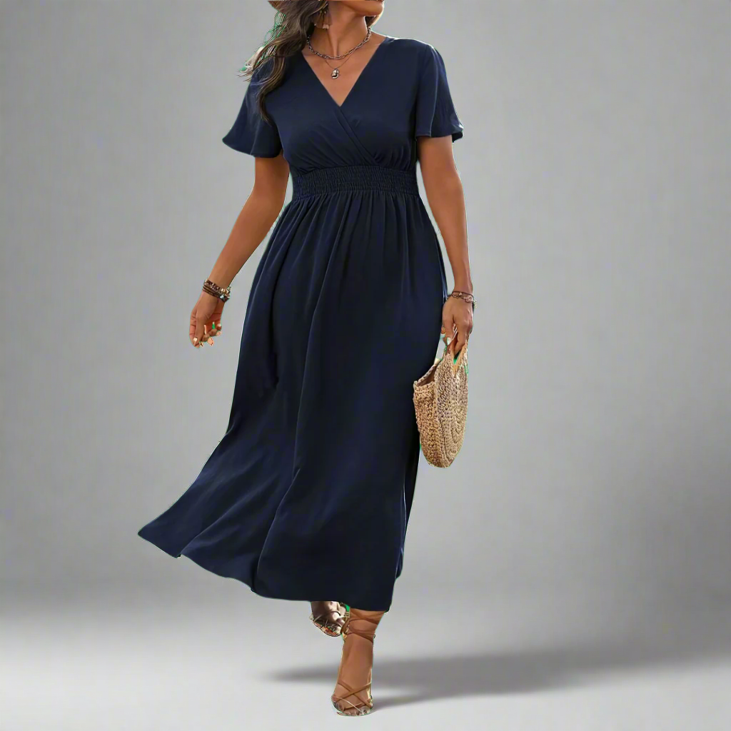 Anna Boho Dress Made of Premium Fabric with Elegant V-Neck