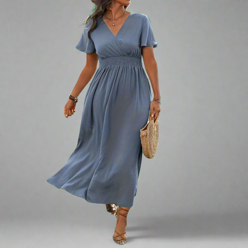 Anna Boho Dress Made of Premium Fabric with Elegant V-Neck