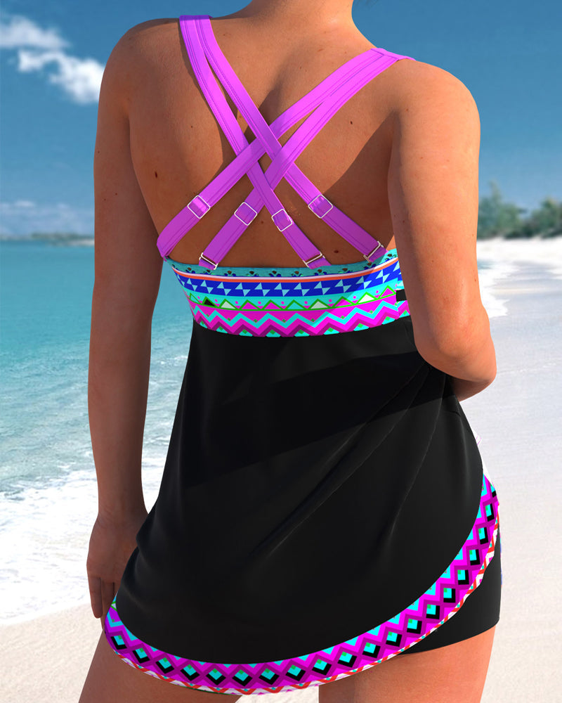 Eliza | Swimsuit with Lacing and Striped Print