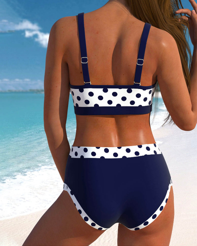 Hannah | High-Waisted Patchwork Bikini with Peas