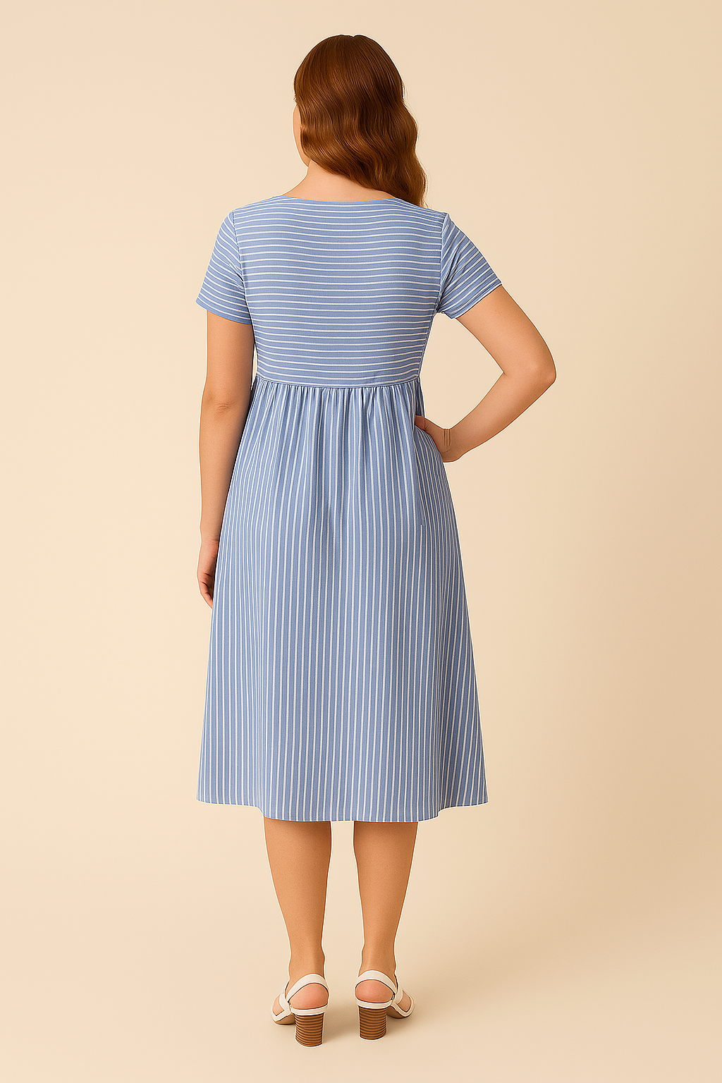 SOHO | Summer Women's Midi Dress in Cotton Look with Off-Shoulder Design