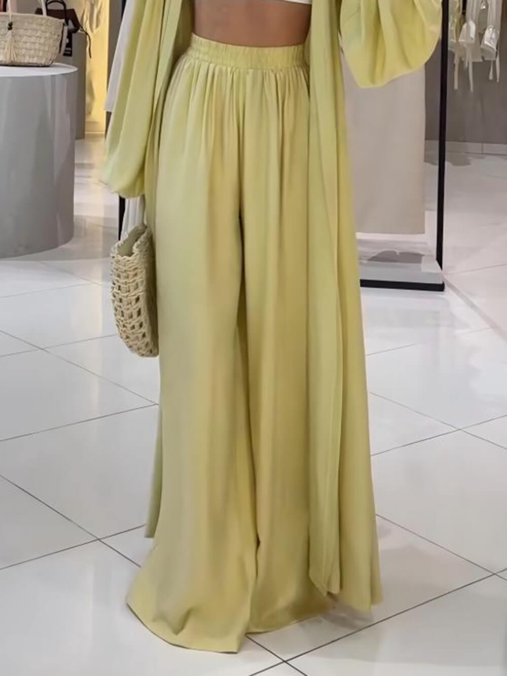 Elegant Pleated Lantern Sleeve Longline Cardigan Top for Chic Layering
