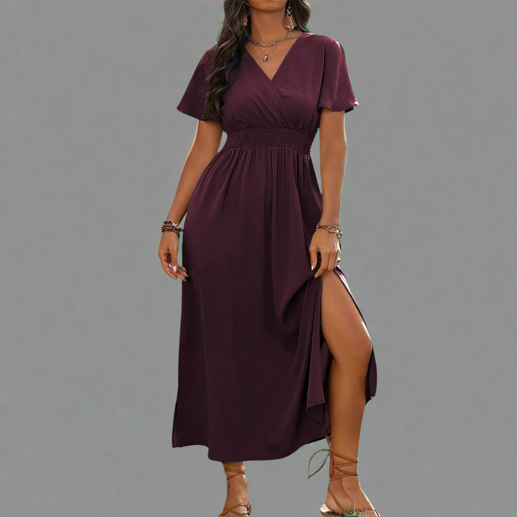 Anna Boho Dress Made of Premium Fabric with Elegant V-Neck