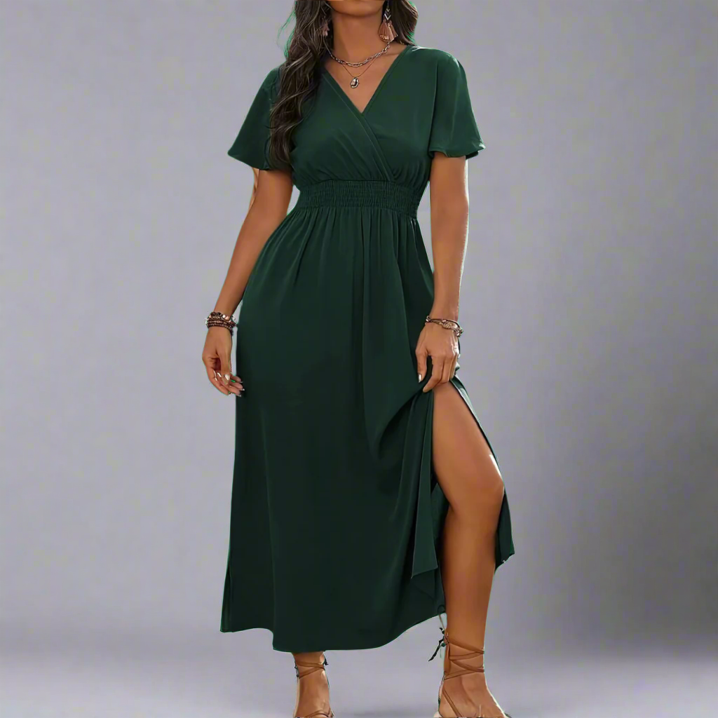 Anna Boho Dress Made of Premium Fabric with Elegant V-Neck