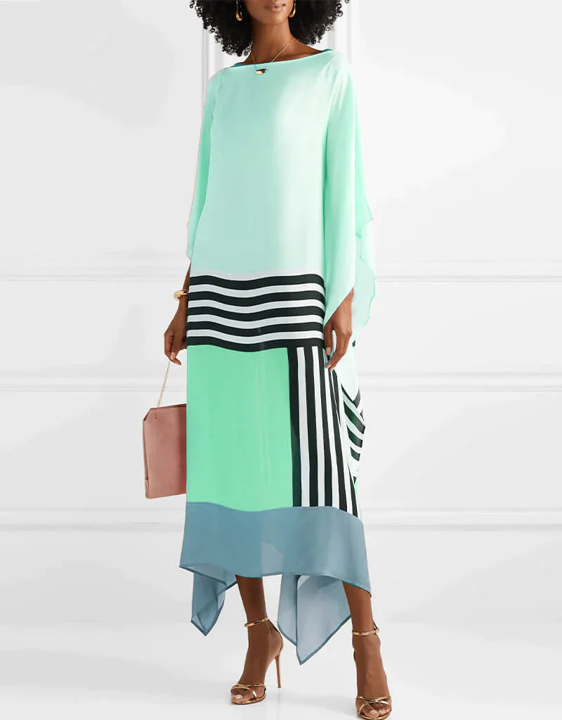 Susan Striped Patchwork Dress with Print