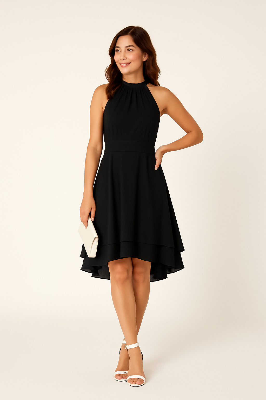 SOHO | Women's Halter Neck Dress with Tailored Fit and High-Low Skirt