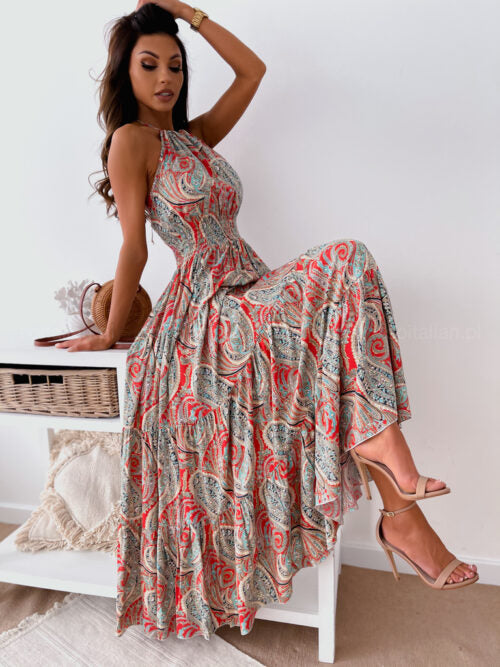 Backless Dress with Floral Print