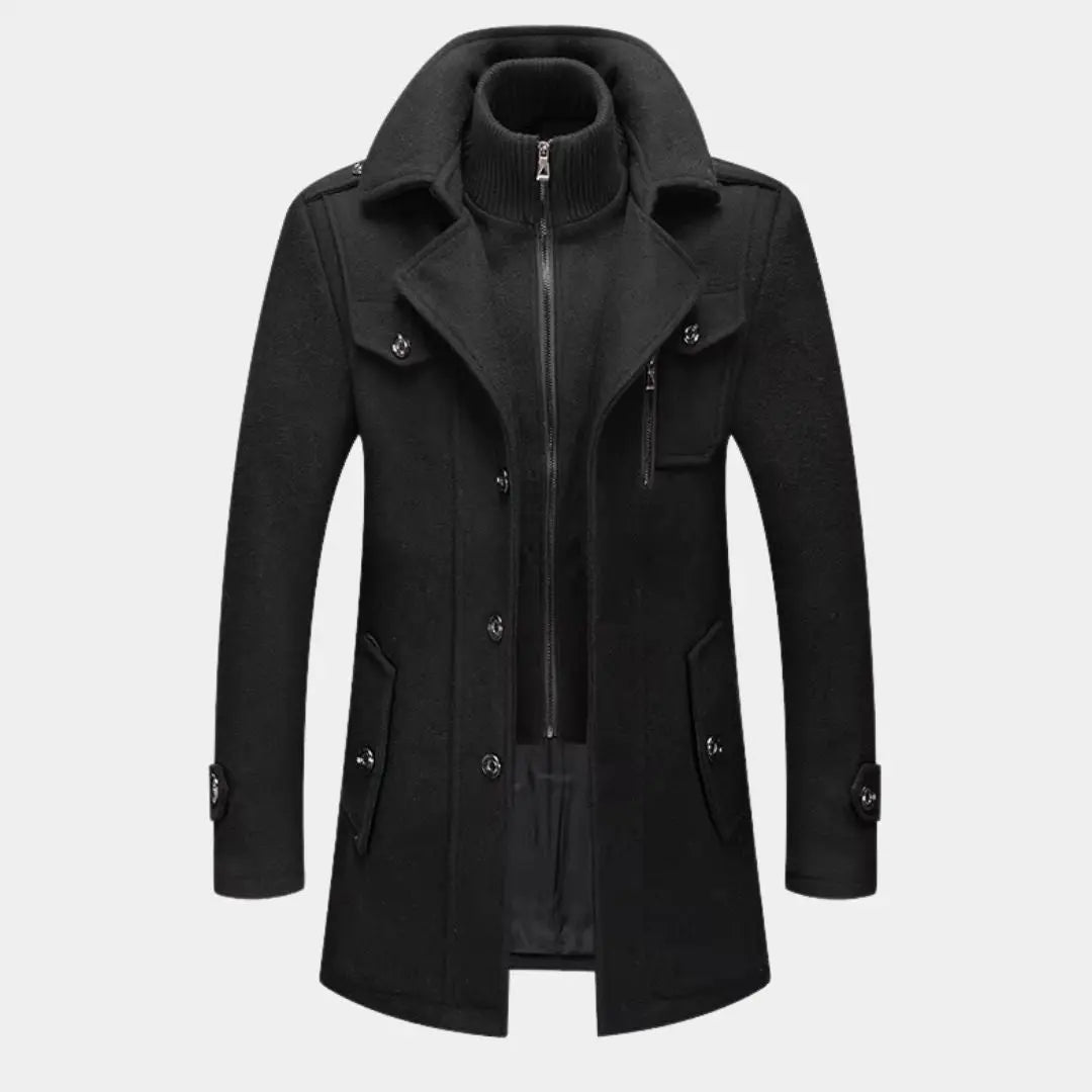 Aristocratic Coat Made of Black Wool