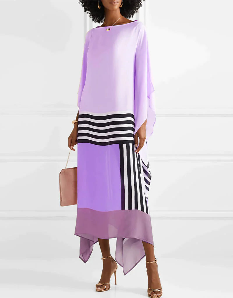 Susan Striped Patchwork Dress with Print