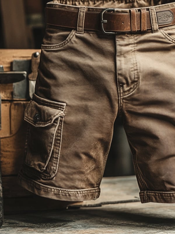 Novak Retro Cargo Shorts with Multiple Pockets