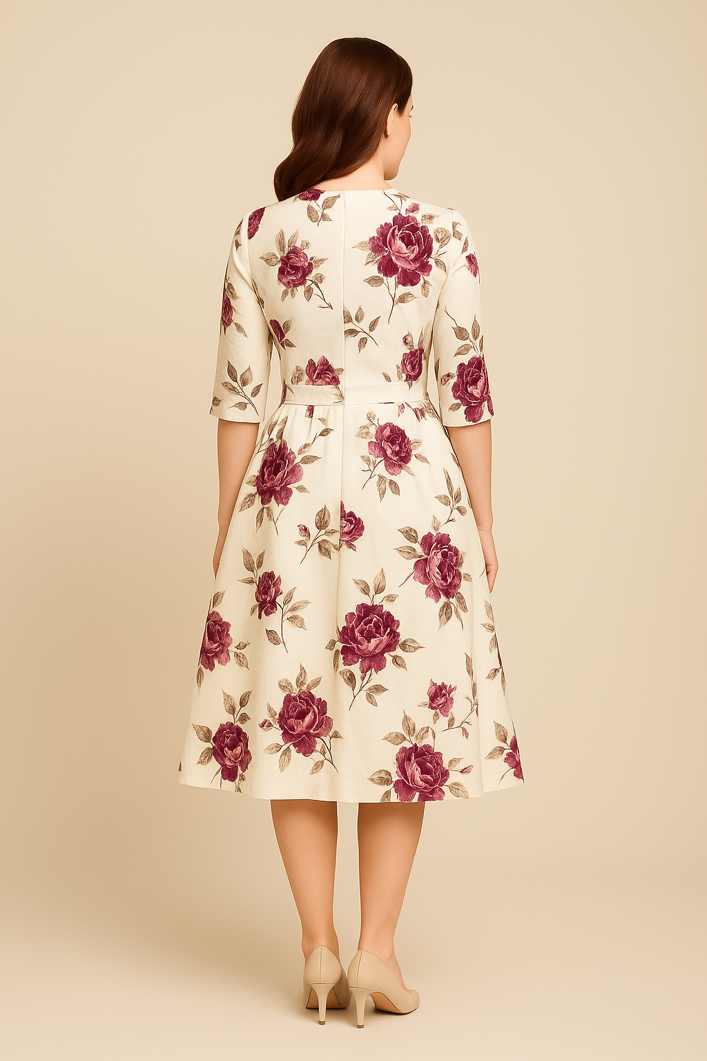 SOHO | Women's Floral Summer Dress with A-Line and 3/4 Sleeves, Airy & Light