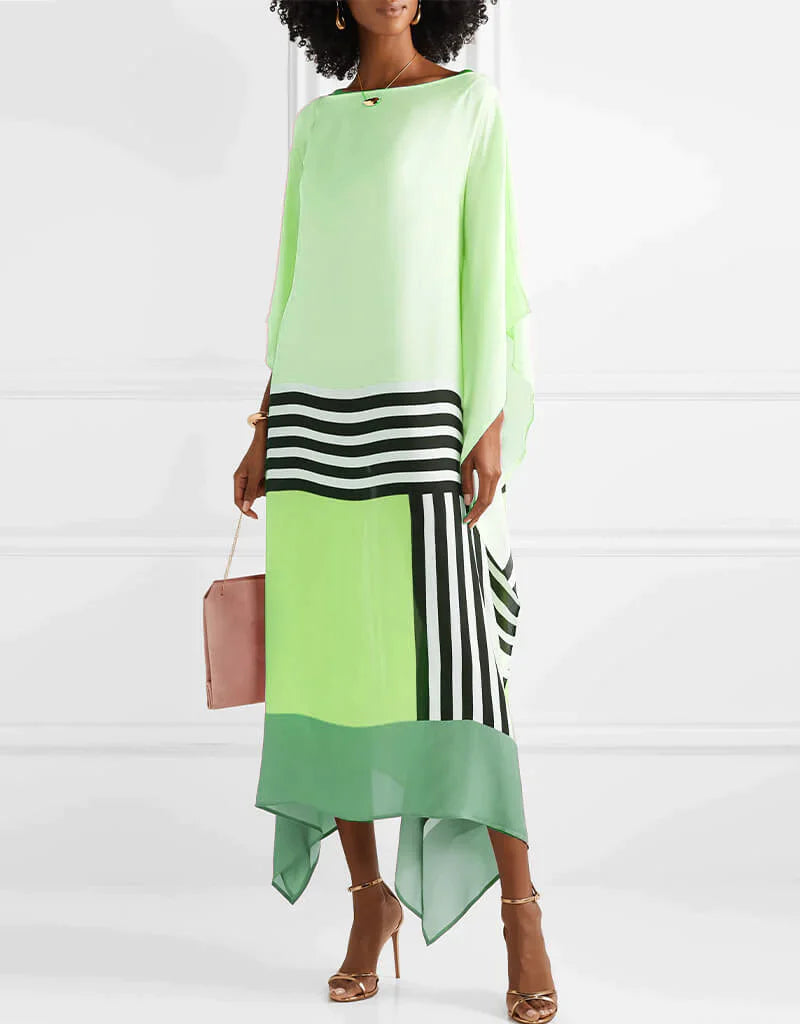 Susan Striped Patchwork Dress with Print