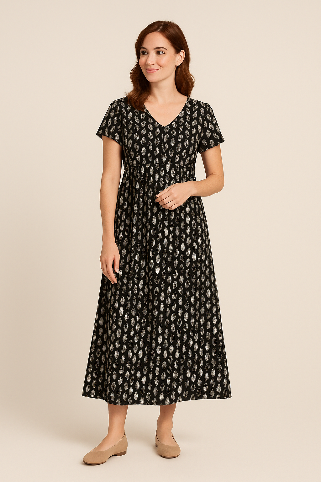 SOHO | Women's Maxi Dress with V-Neck and Empire Waist, Airy & Light