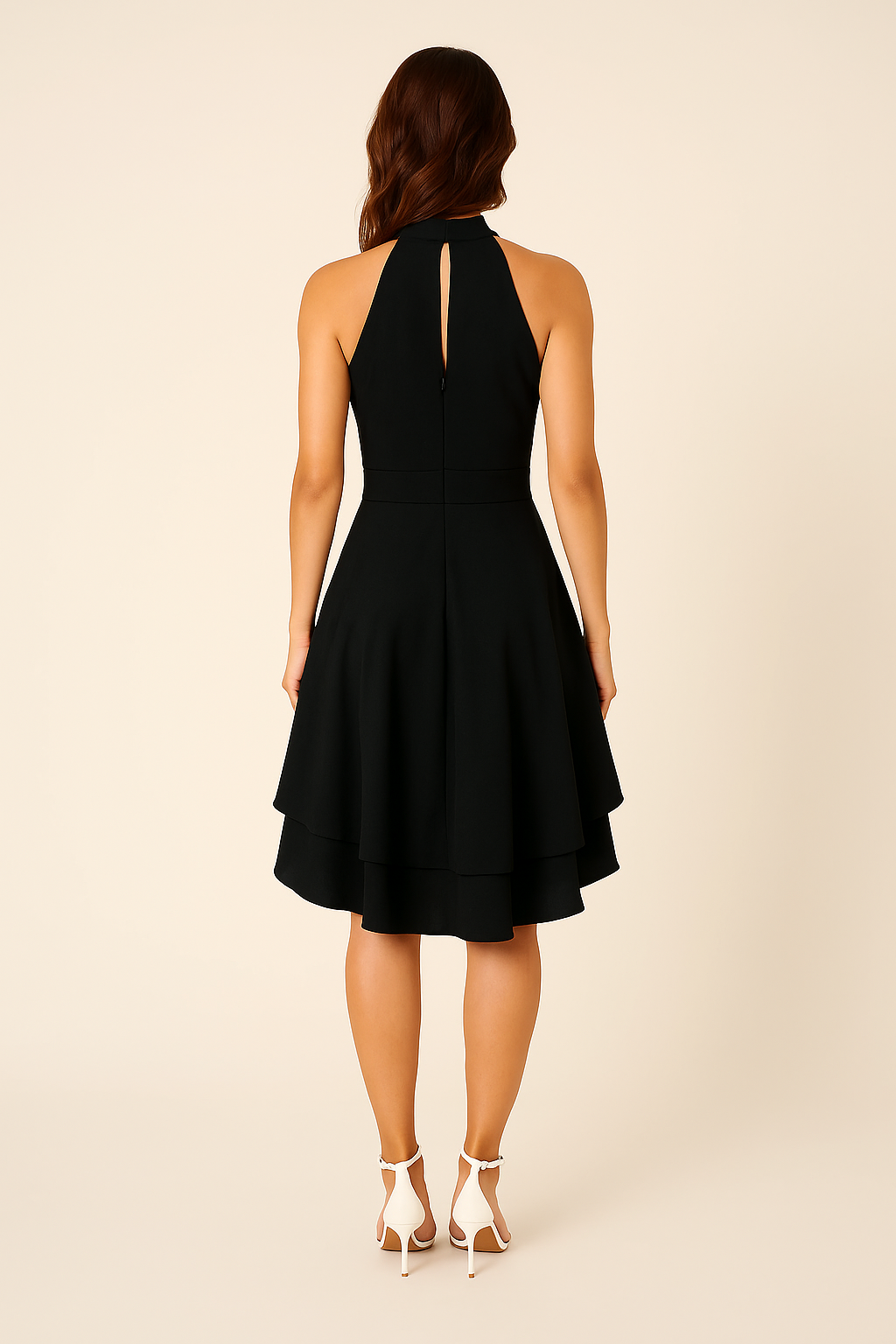 SOHO | Women's Halter Neck Dress with Tailored Fit and High-Low Skirt