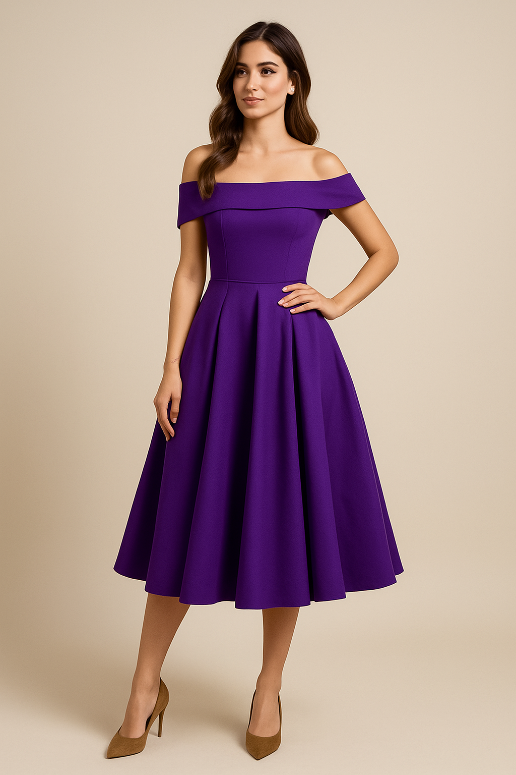 SOHO | Women's Off-Shoulder A-Line Dress, Breathable and Stylish