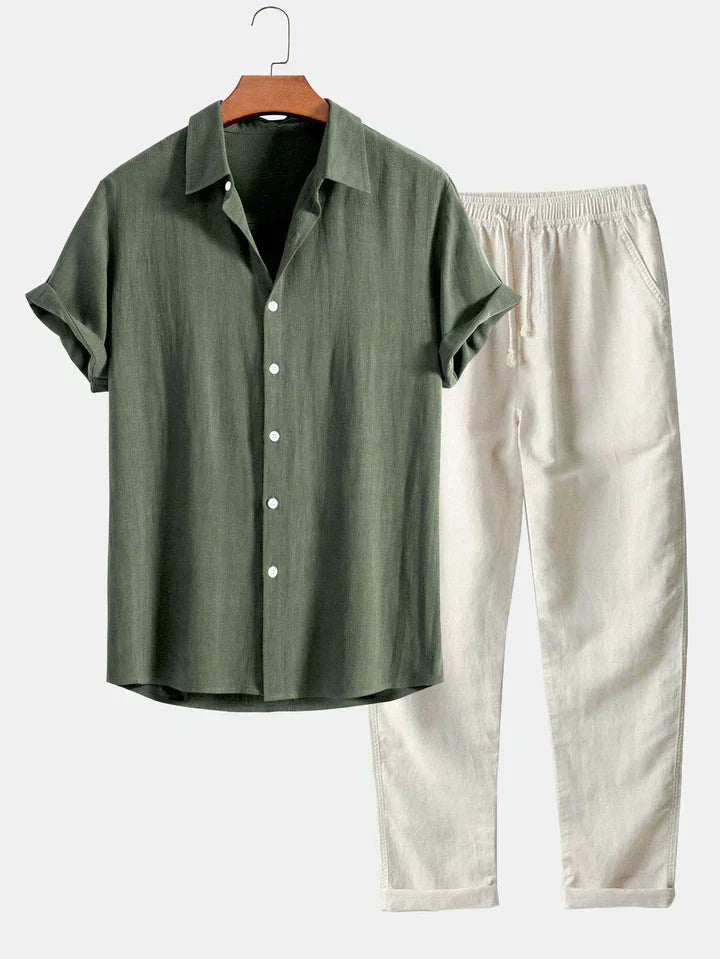 Booker – Linen Blend Shirt with Straight Pants