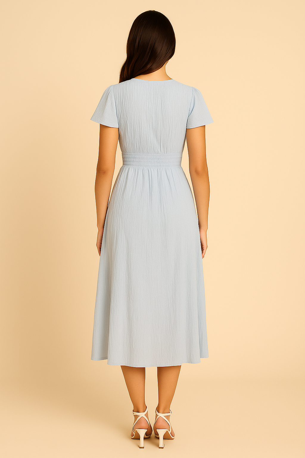 SOHO | Women's Maxi Dress Airy-Light with Button Placket and Puff Sleeves