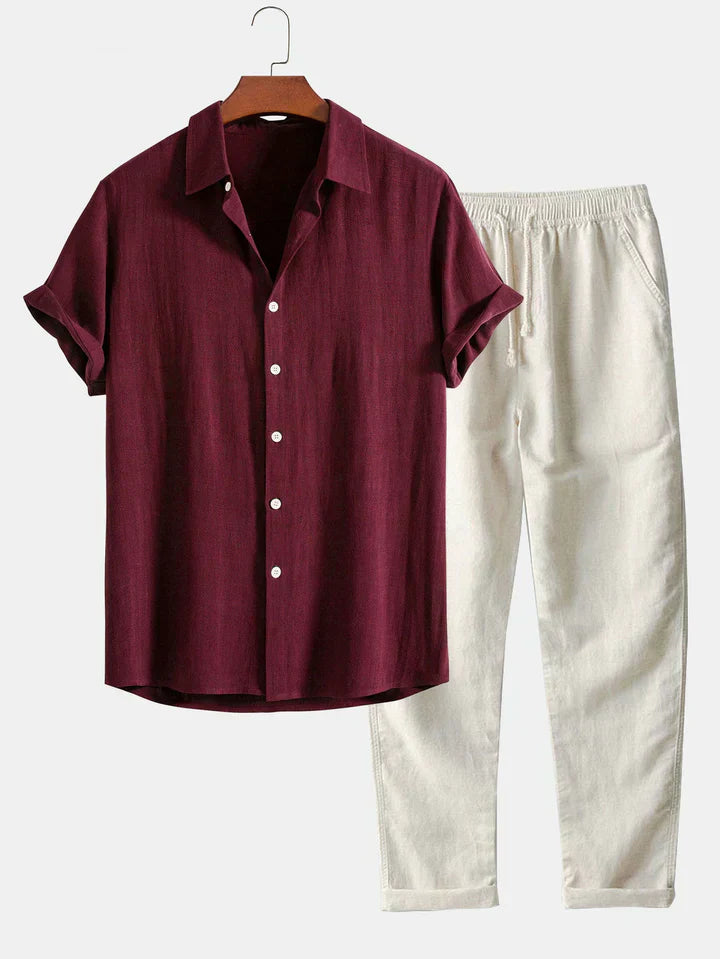 Booker – Linen Blend Shirt with Straight Pants