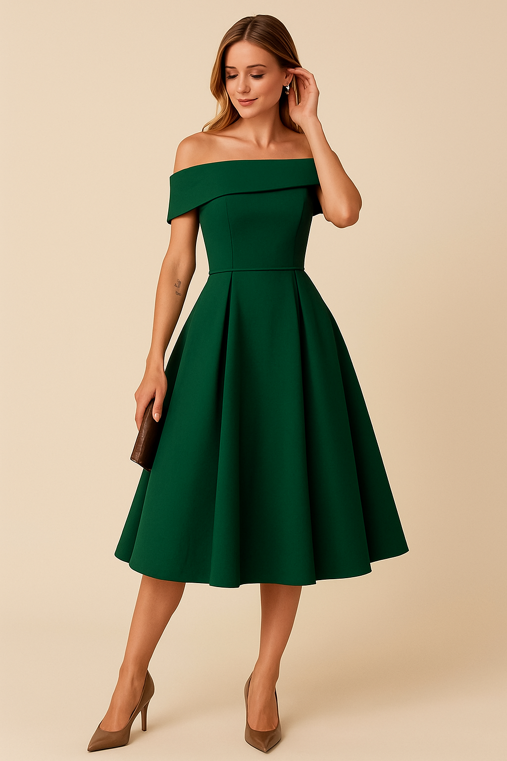 SOHO | Women's Off-Shoulder A-Line Dress, Breathable and Stylish