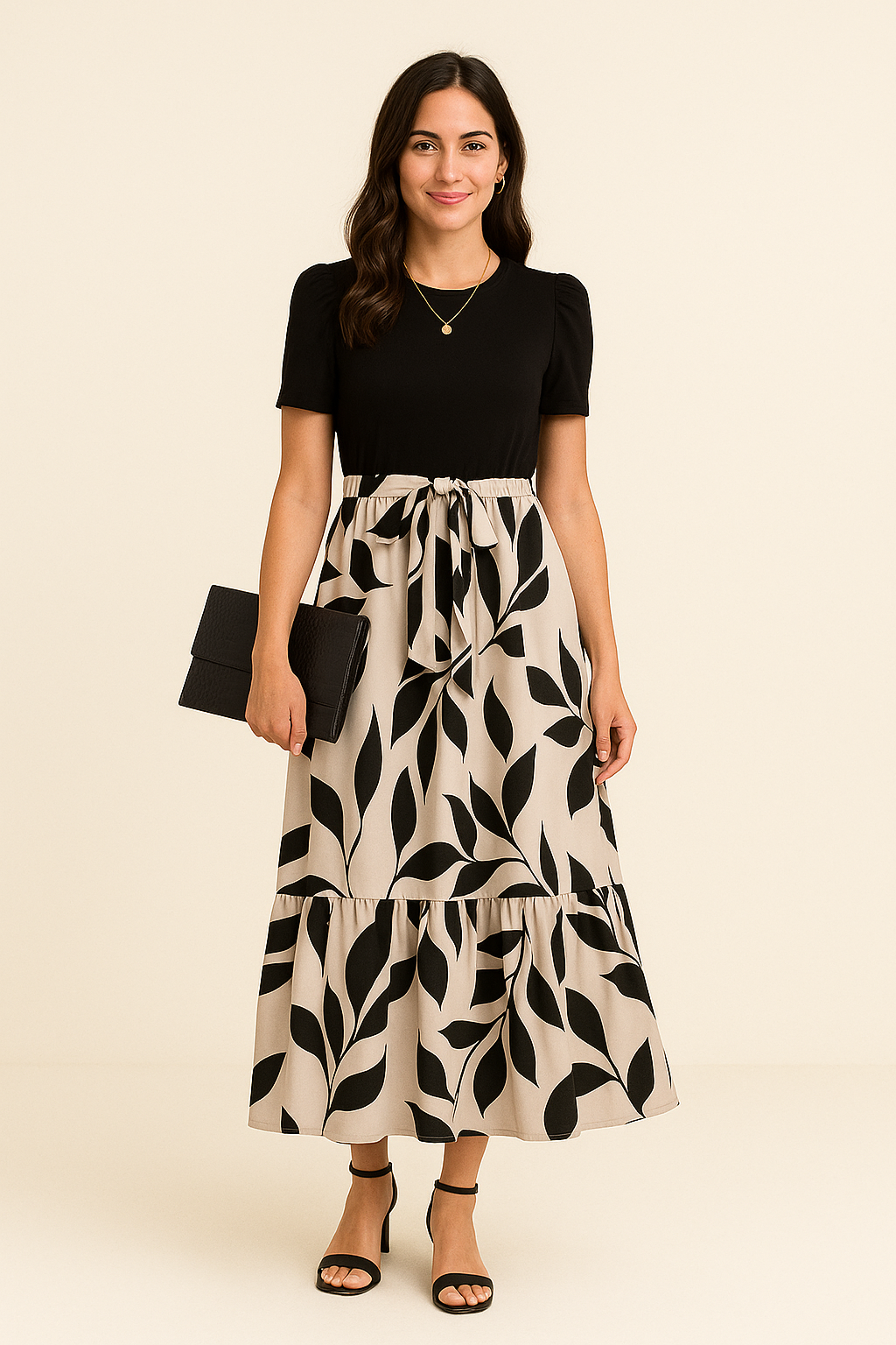 SOHO | Summer Women's Maxi Dress with Puff Sleeves and Tailored Fit