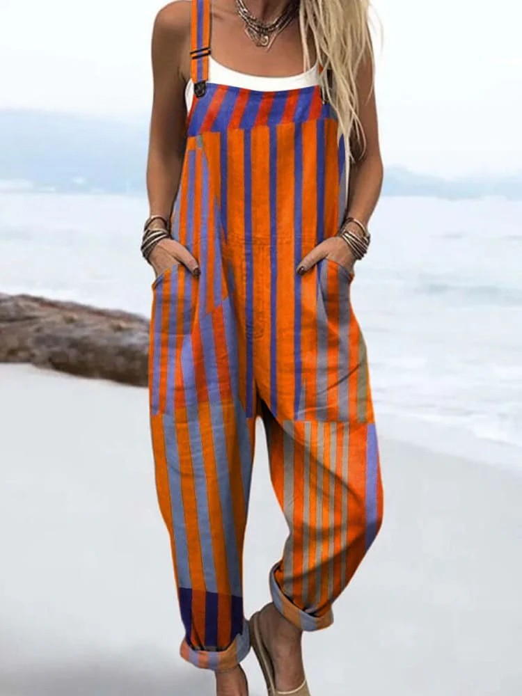 Beryl | Contrast Striped Overalls