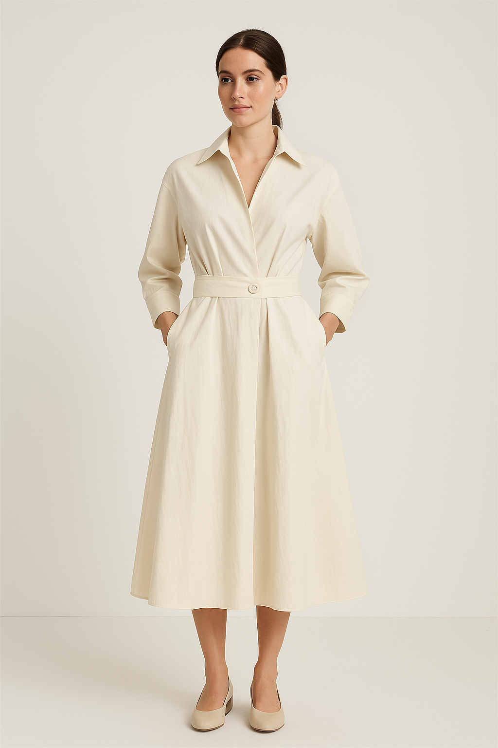 SOHO | Summer Women's Shirt Dress in Cotton Look with Tailored Fit