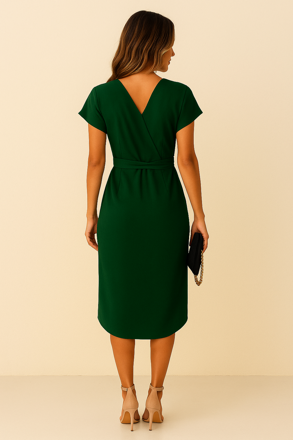 SOHO | Women's Elegant Midi Wrap Dress with V-Neck