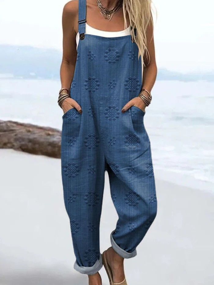 Petra | Floral Dungarees with Dots