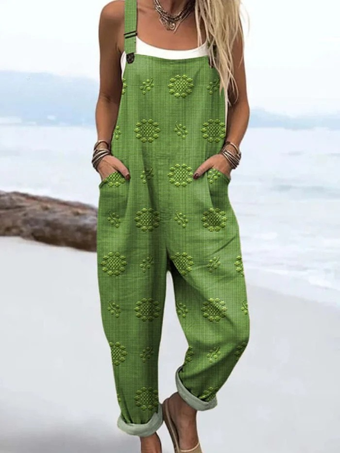 Petra | Floral Dungarees with Dots
