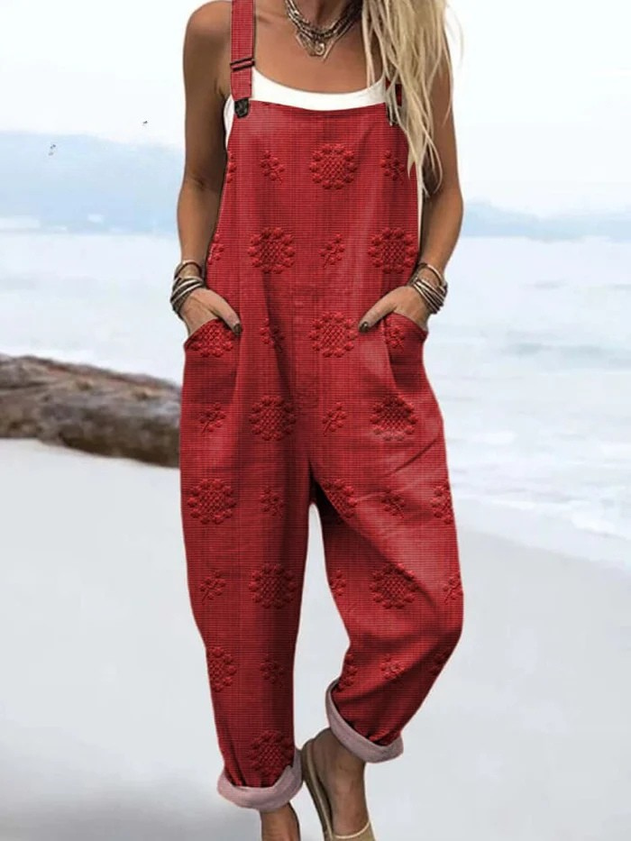 Petra | Floral Dungarees with Dots