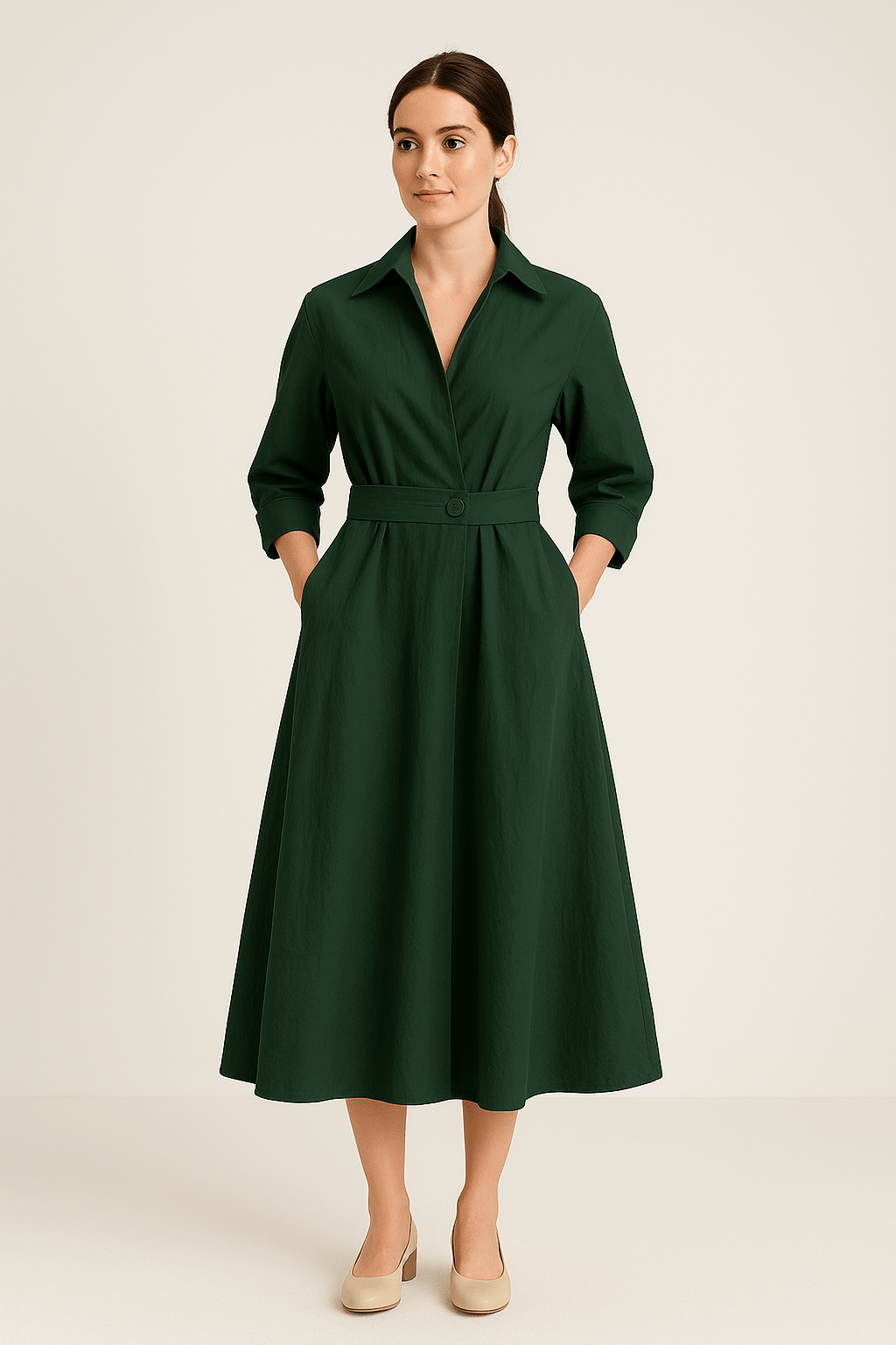 SOHO | Summer Women's Shirt Dress in Cotton Look with Tailored Fit