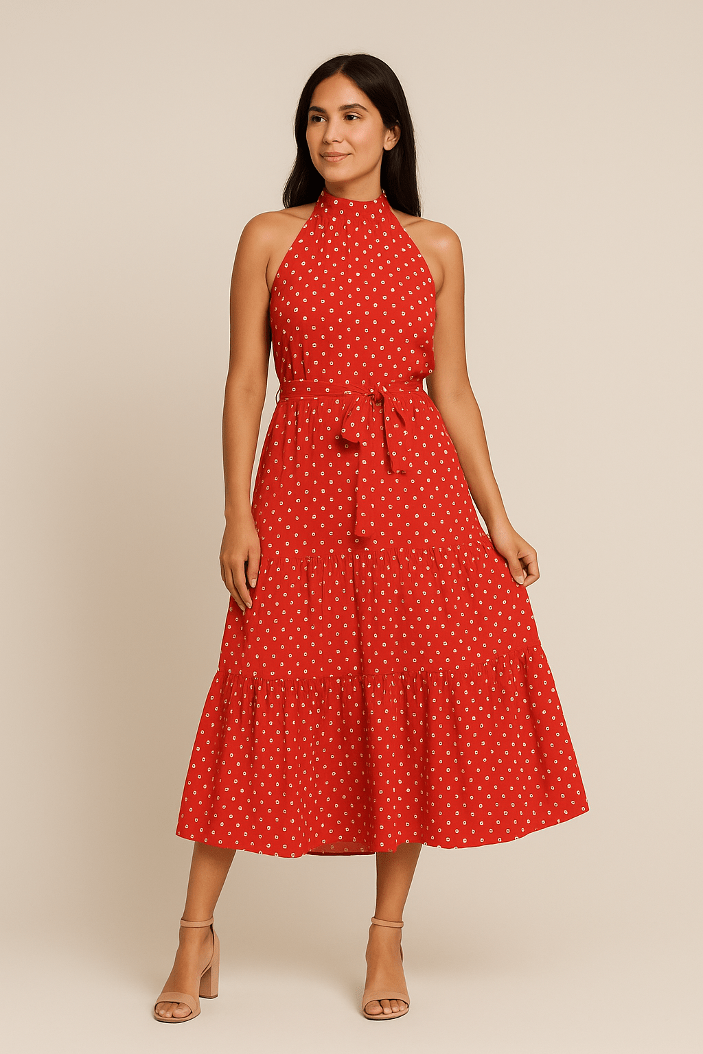 SOHO | Festive, breathable women's maxi dress with polka dot pattern