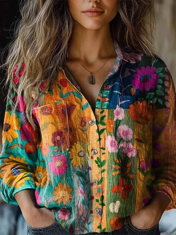 Flower Harmony Long Sleeve Blouse