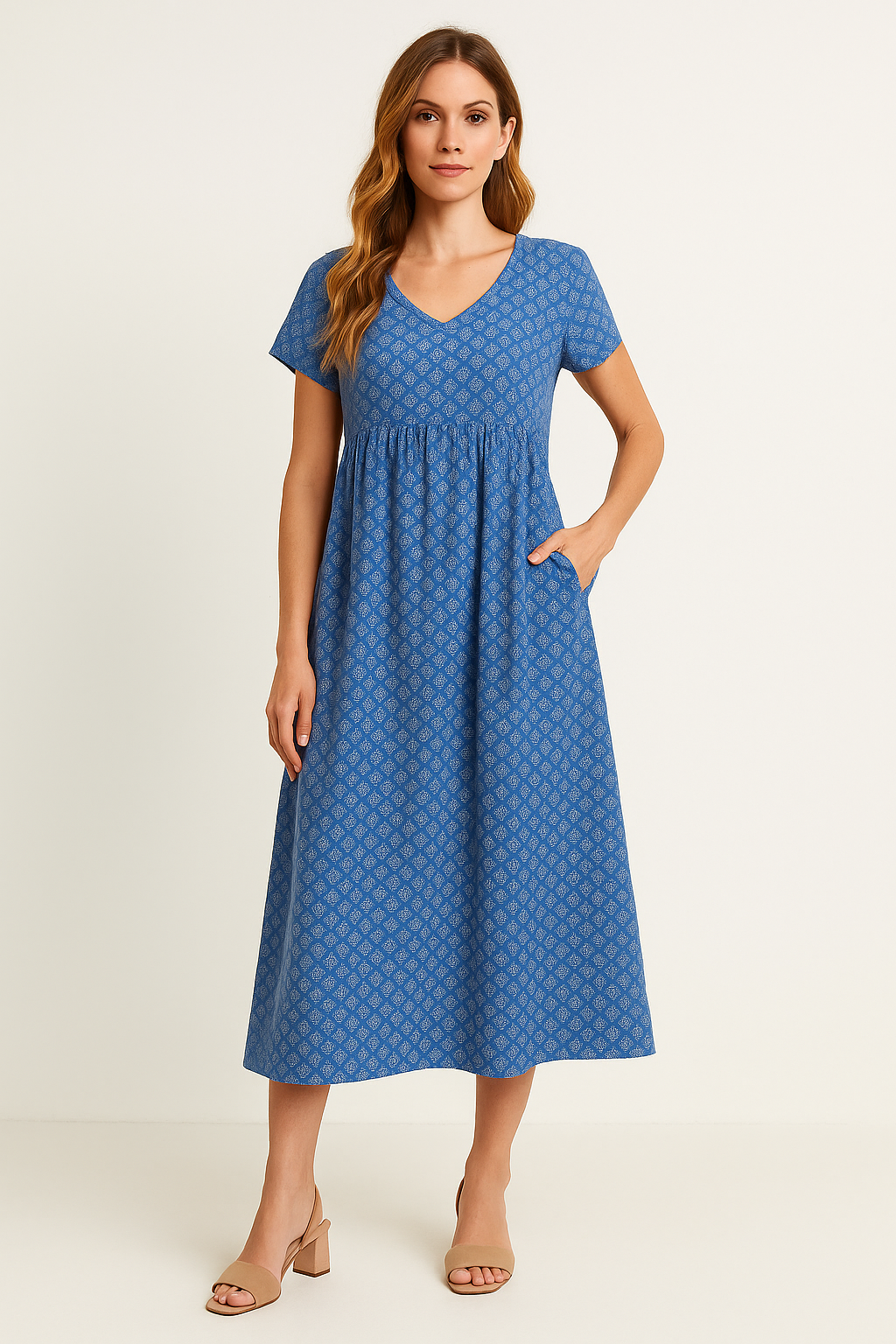 SOHO | Women's Maxi Dress with V-Neck and Empire Waist, Airy & Light