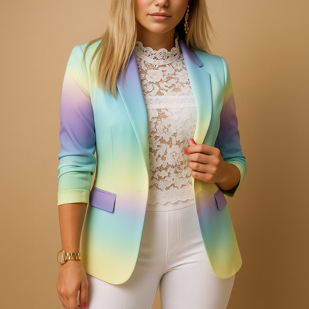 Rive™ | Elegant Women's Blazer with Bright Print and Shawl Collar