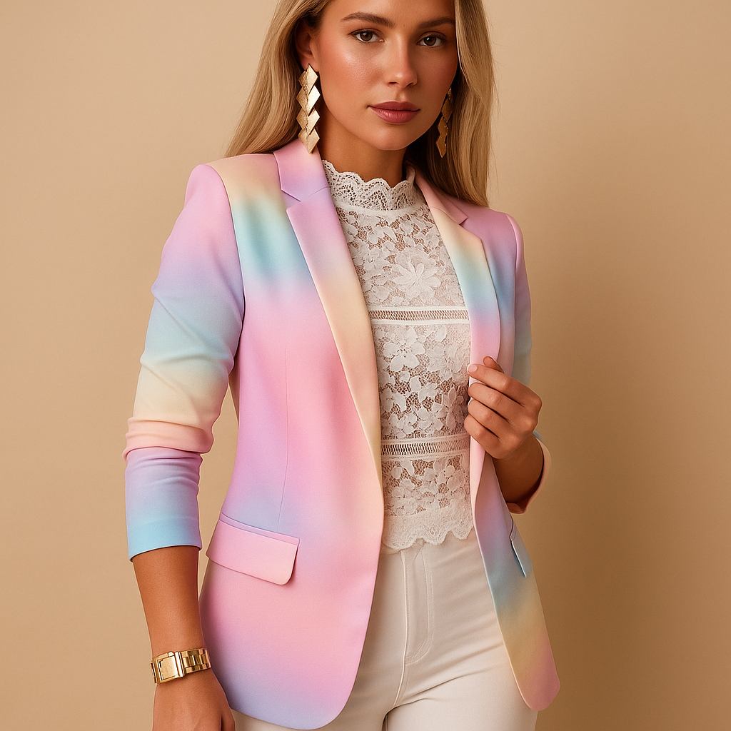 Rive™ | Elegant Women's Blazer with Bright Print and Shawl Collar