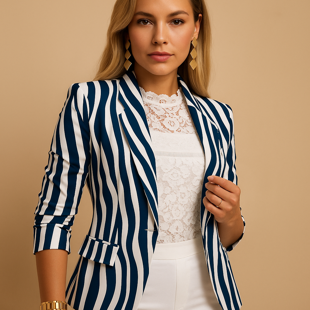 Rive™ | Elegant Women's Blazer with Bright Print and Shawl Collar