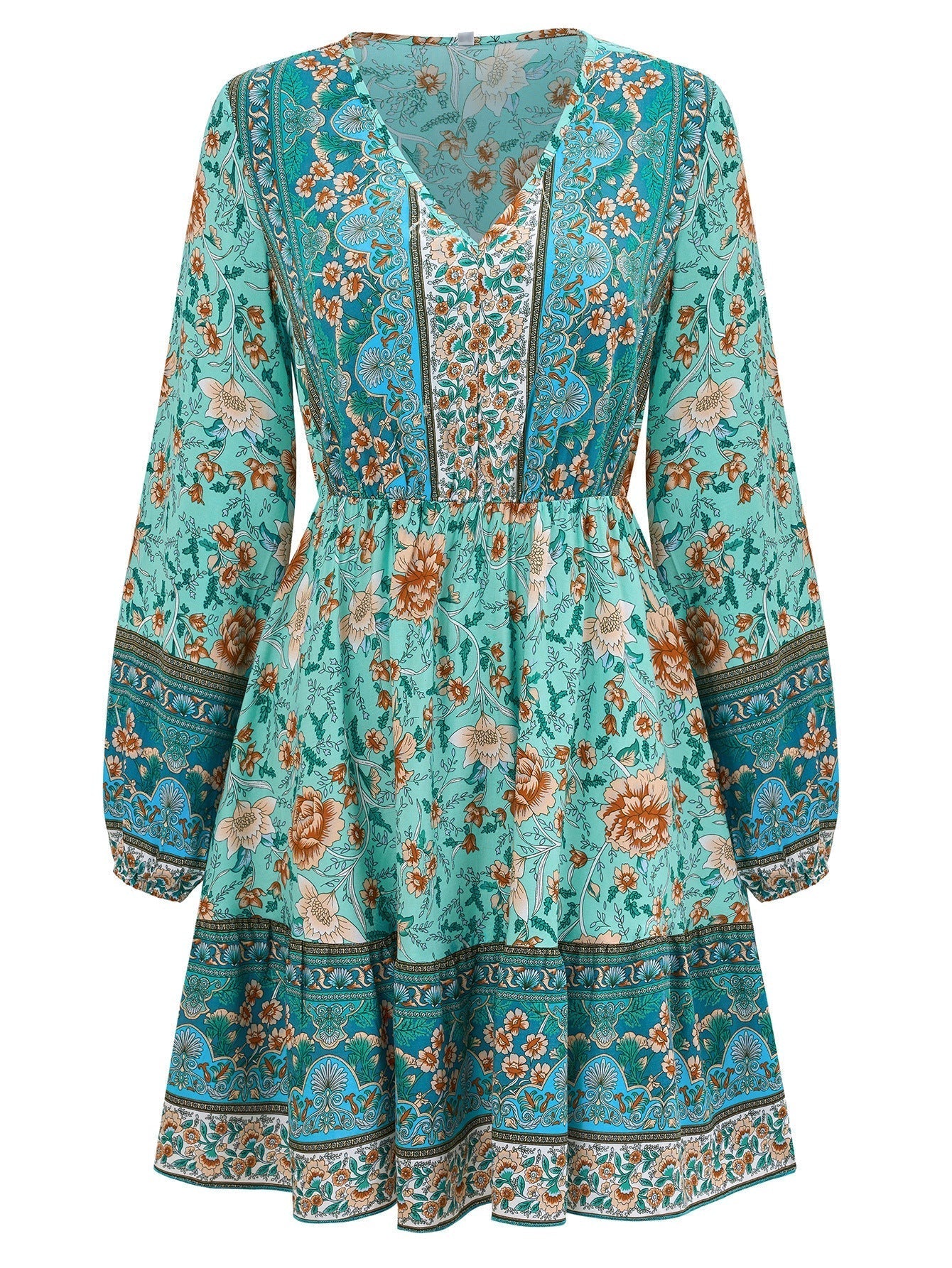 Long-Sleeved Printed Dress