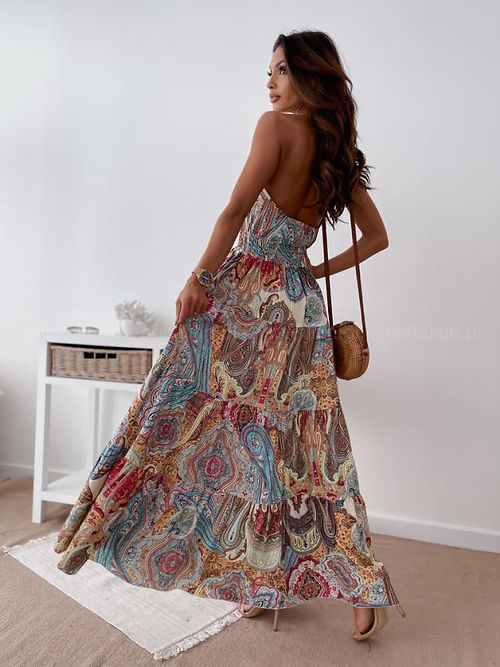 Backless Dress with Floral Print