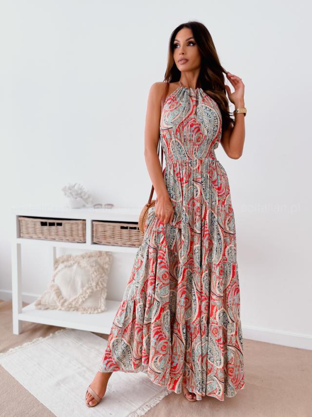 Backless Dress with Floral Print