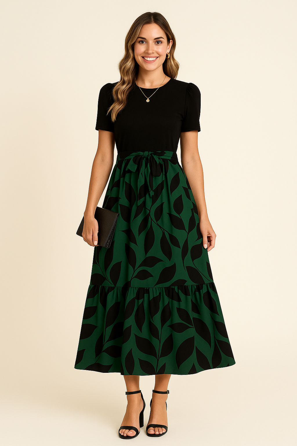 SOHO | Summer Women's Maxi Dress with Puff Sleeves and Tailored Fit