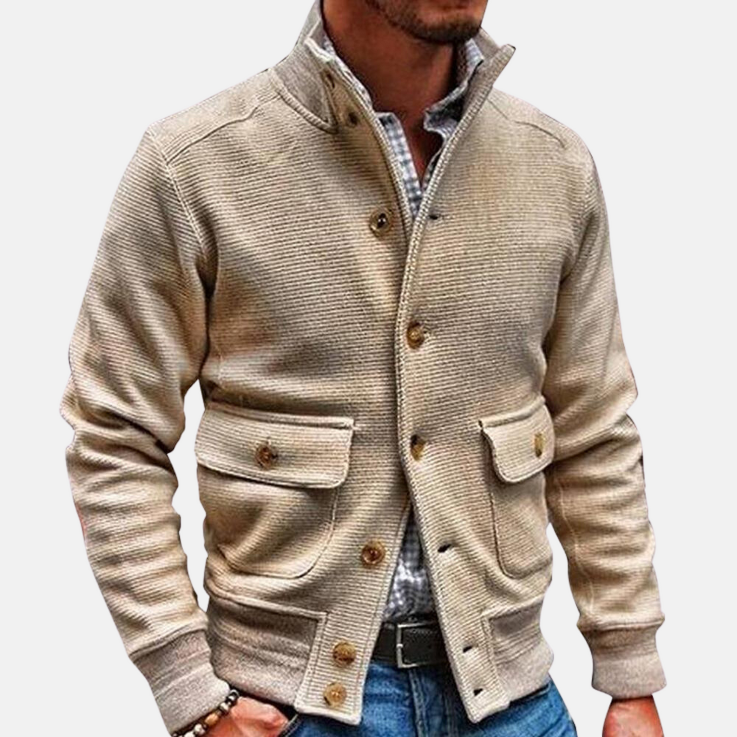 Fashionable Jacket with Stand-Up Collar
