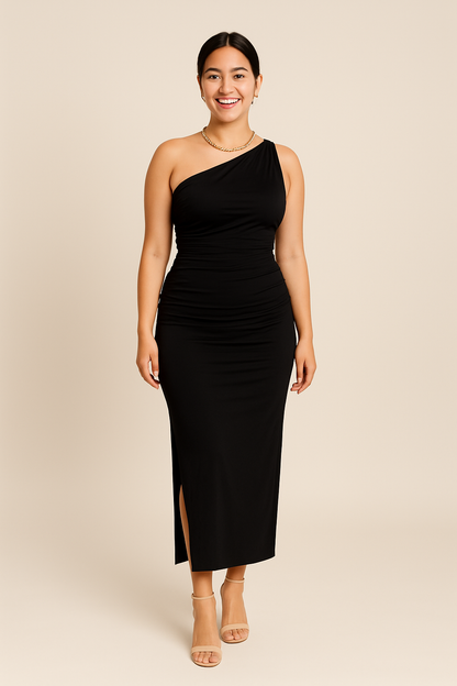 SOHO | Women's Breathable One-Shoulder Maxi Dress with Slit