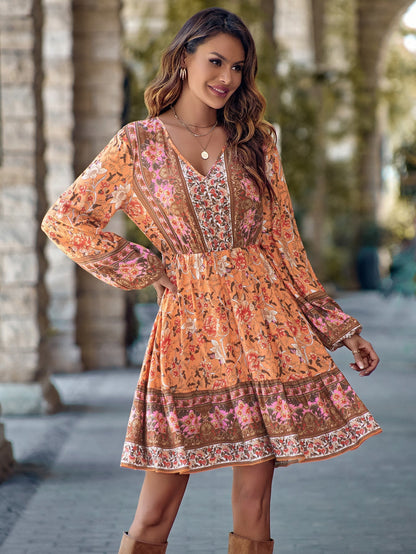 Long-Sleeved Printed Dress