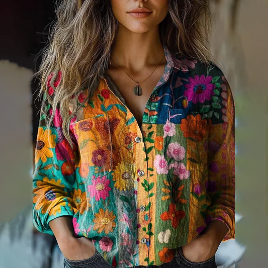 Flower Harmony Long Sleeve Blouse